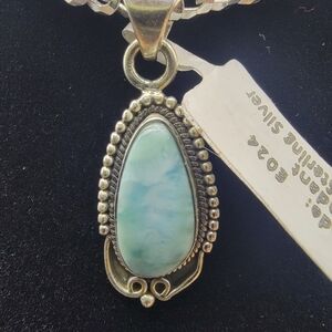 Elegant 925 Silver Blue Dominican Republic Larimar Pendant